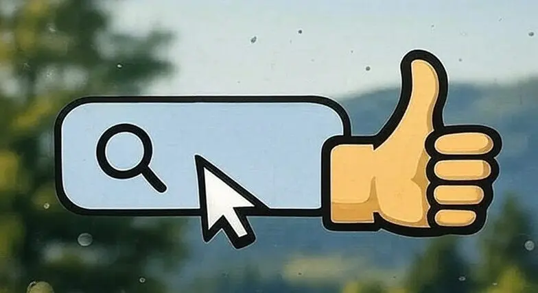 A graphic shows a search bar with a magnifying glass icon and a cursor, combined with a thumbs up icon, symbolizing how understanding search intent can boost approval or liking during searching.